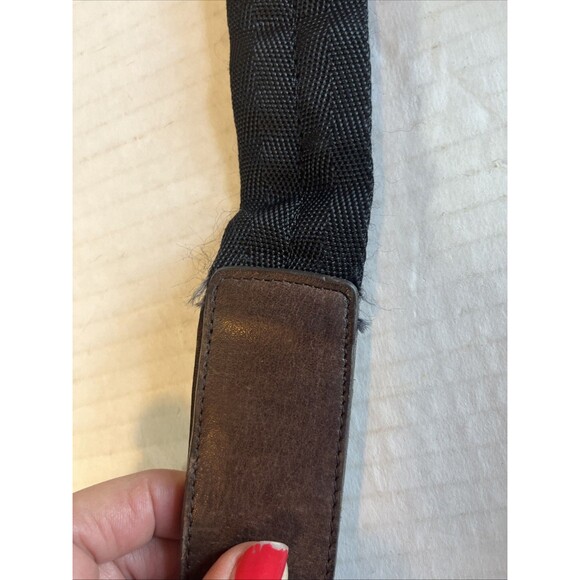 Vintage Nine West Crossbody Bag Unisex Brown Leather Slim Line Wide Strap - Picture 14 of 15